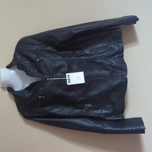 Black PU Leather Moto Jacket